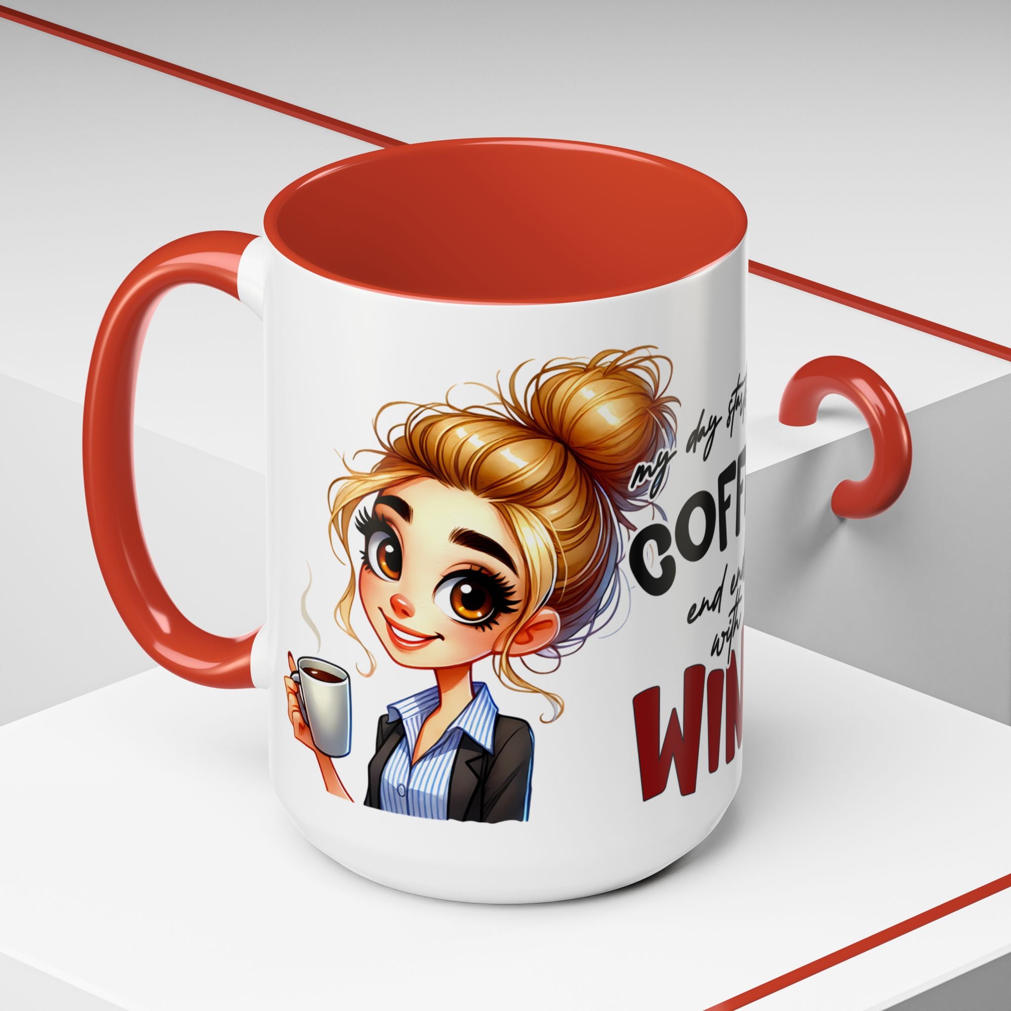 My Day Starts With Coffee and Ends With Wine Mug | Accent Coffee Mug