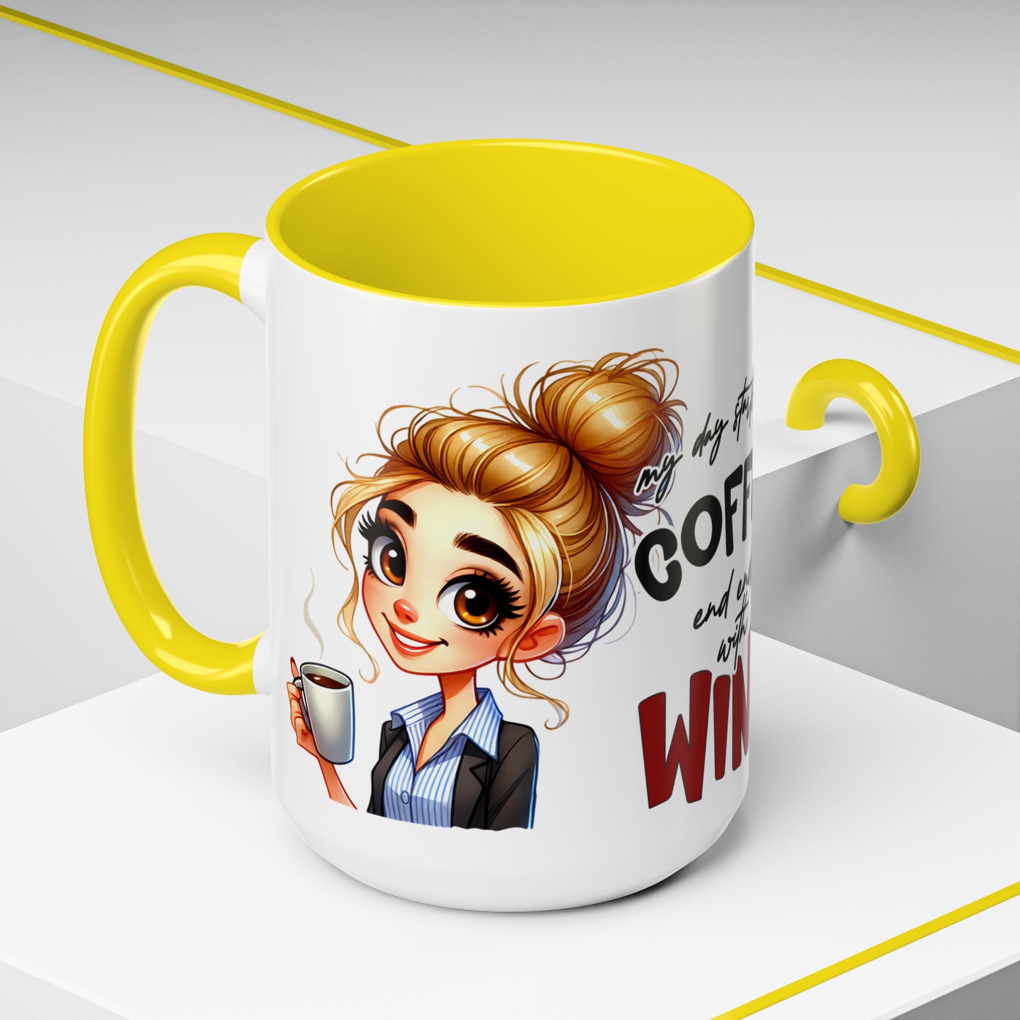My Day Starts With Coffee and Ends With Wine Mug | Accent Coffee Mug