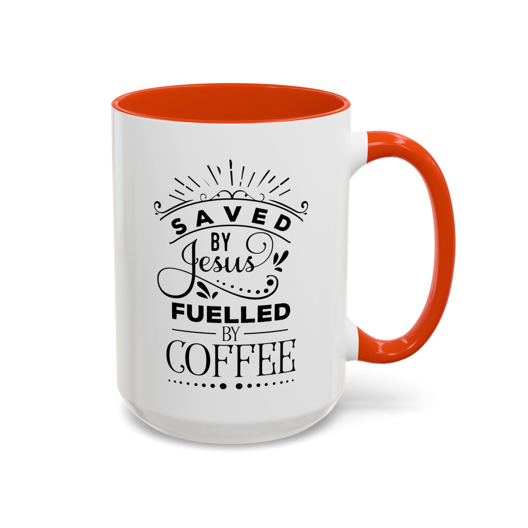 Jesus and Coffee Mug, Inspirational Christian Gift, Colorful Ceramic Cup, Saved By Jesus Fueled By Coffee, Many Colors, Kitchen Decor, Tea