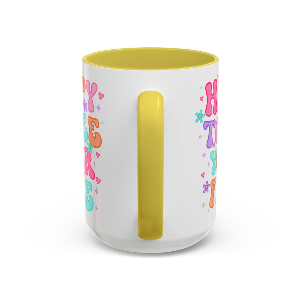 Happy To See Your Face Colorful Coffee Mug — Retro Smiley 11oz/15oz
