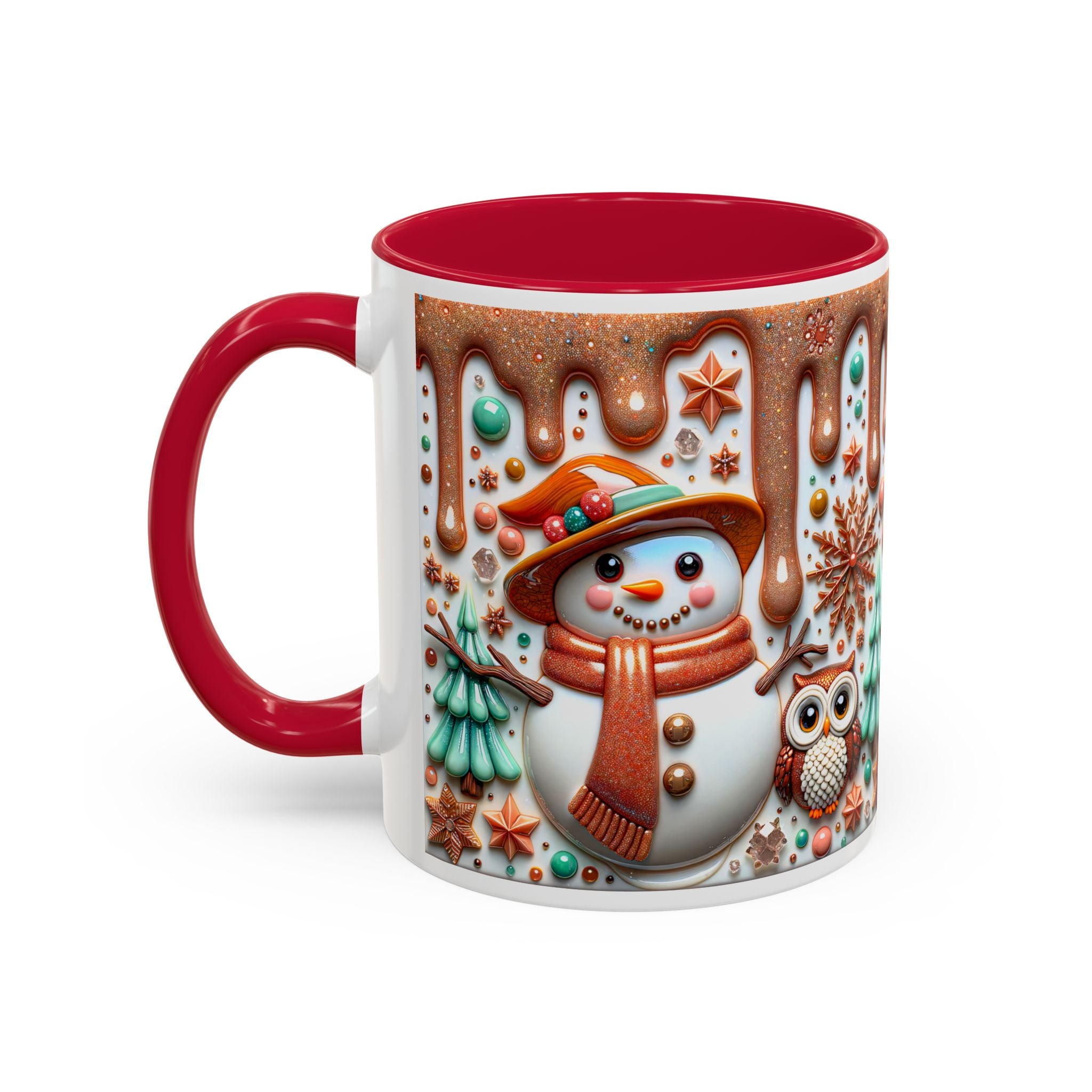 Colorful Holiday Mugs: Festive Owl & Snowman Design, Winter Gift, Christmas Coffee Cup, Cozy Kitchen Decor, Hot Cocoa Mug