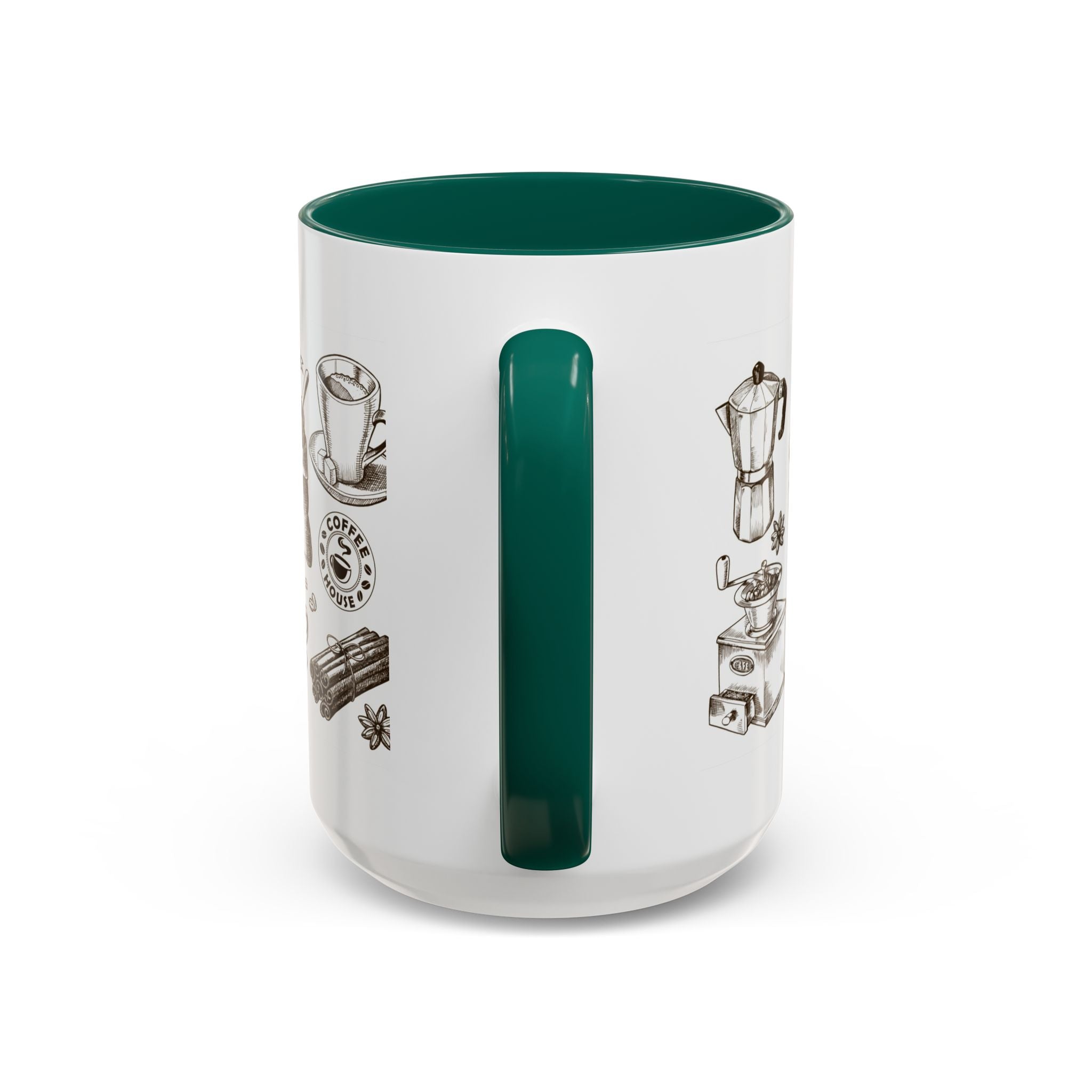 Coffee Pattern Mug — Illustrated Coffee Beans & Brewing Tools (11oz/15oz)