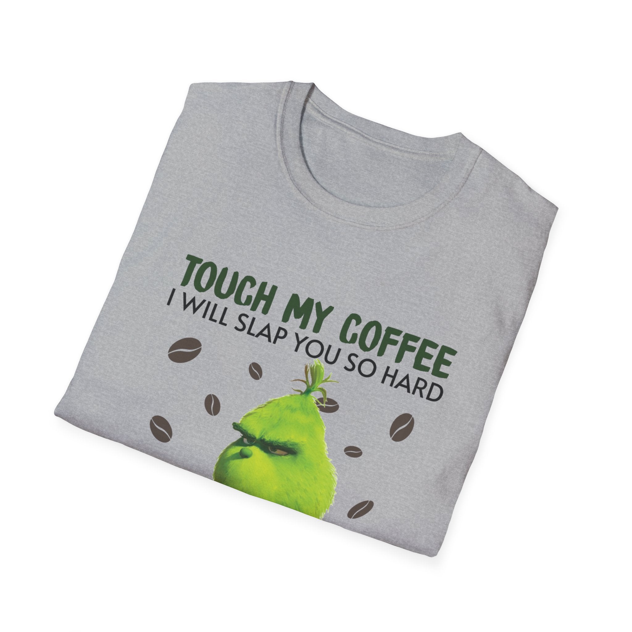 Funny Grinch Coffee T-Shirt, Unisex Tee for Coffee Lovers, Holiday Gift, Quirky Humor Shirt, Perfect for Christmas and Birthdays