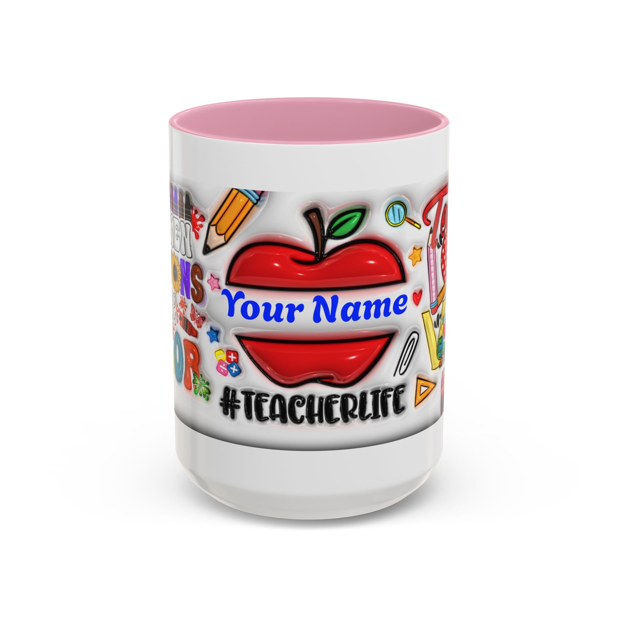 Personalized Teacher Mugs | Colorful 11oz & 15oz Coffee Cups | Fun Gift for Educators | Back to School | Teacher Appreciation