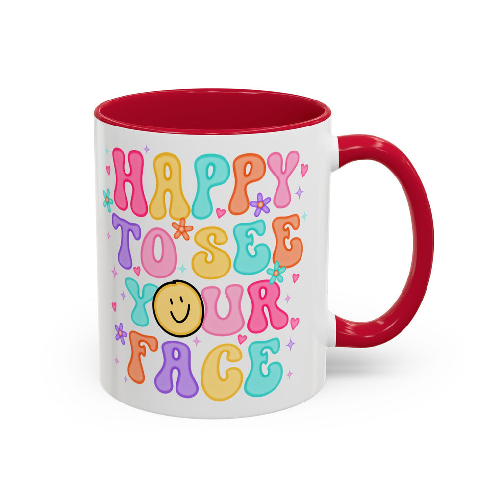 Happy To See Your Face Colorful Coffee Mug — Retro Smiley 11oz/15oz