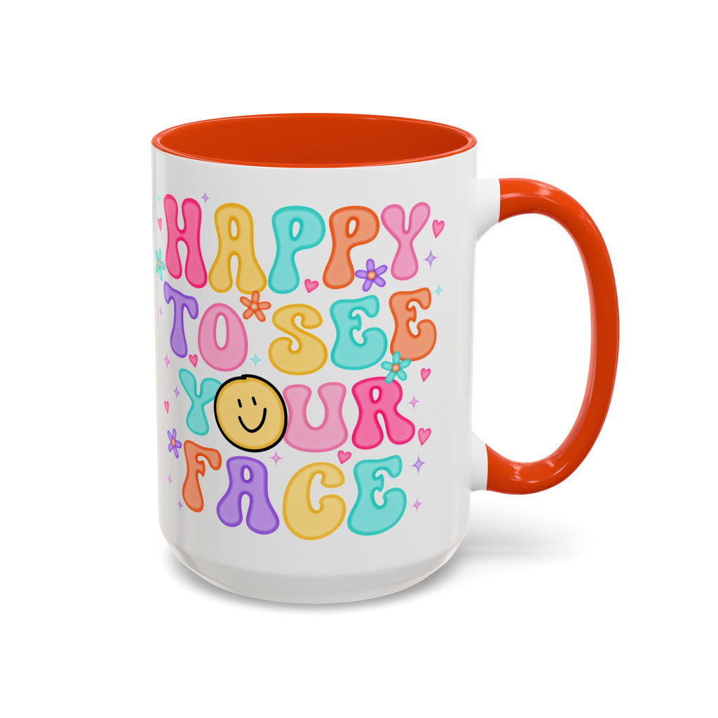 Happy To See Your Face Colorful Coffee Mug — Retro Smiley 11oz/15oz