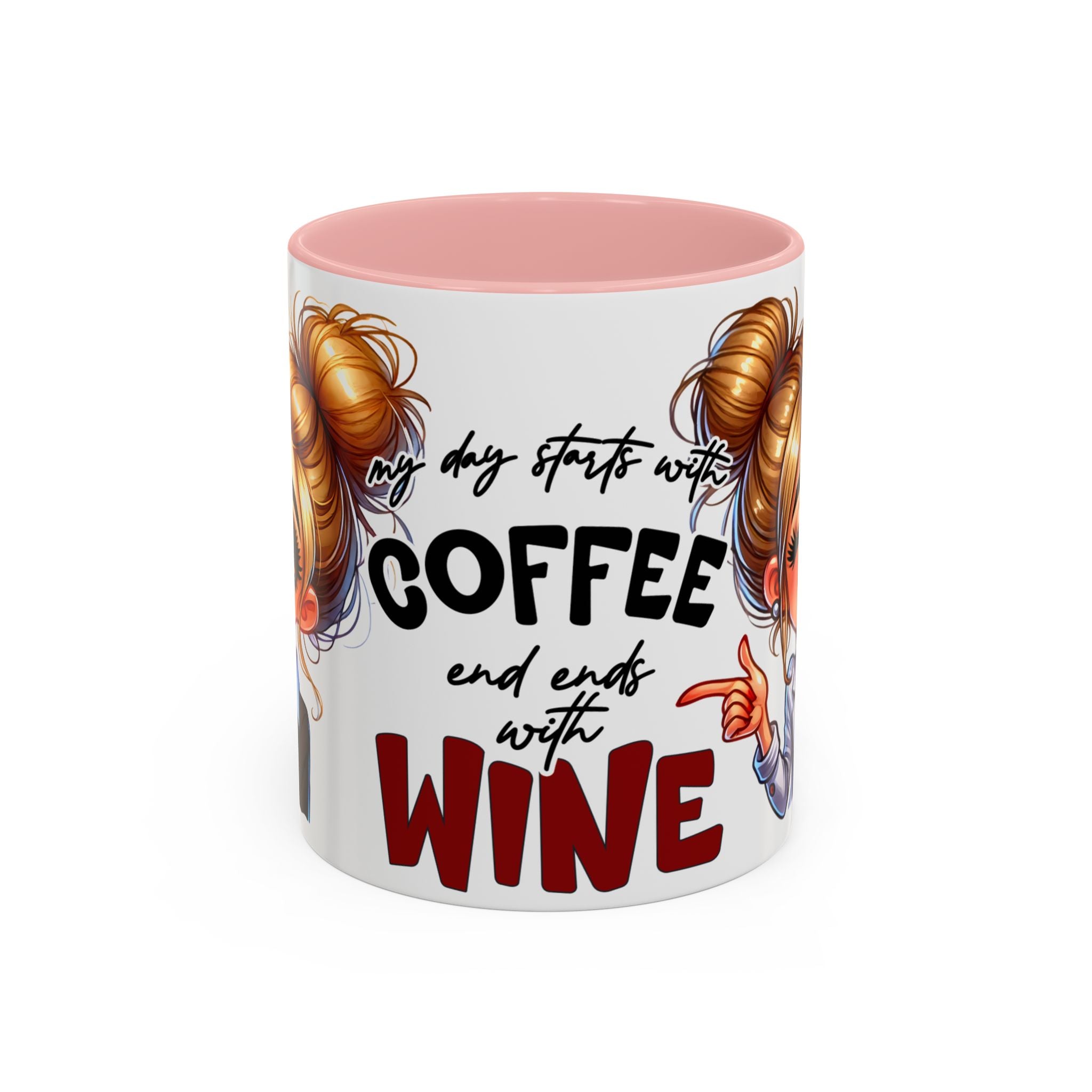 My Day Starts With Coffee and Ends With Wine Mug | Accent Coffee Mug
