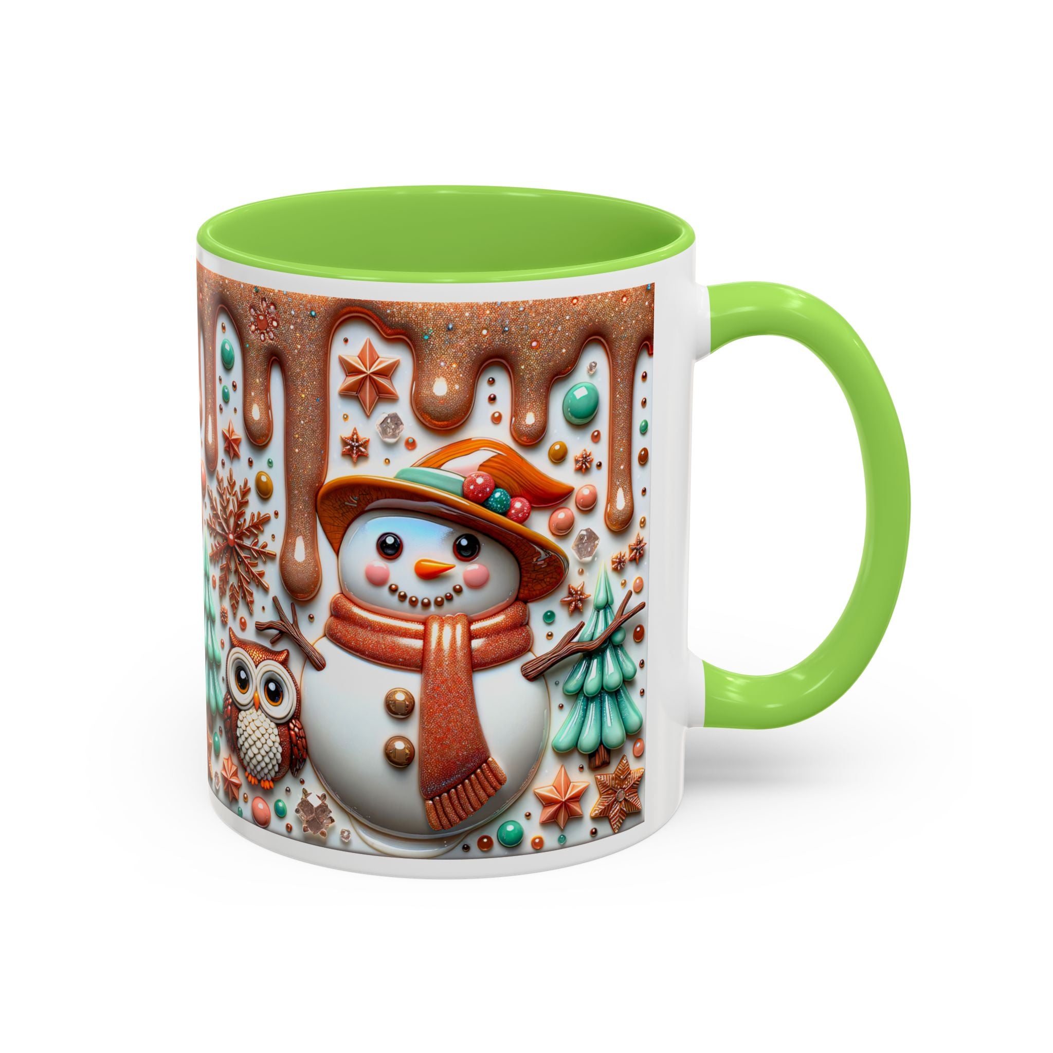 Colorful Holiday Mugs: Festive Owl & Snowman Design, Winter Gift, Christmas Coffee Cup, Cozy Kitchen Decor, Hot Cocoa Mug