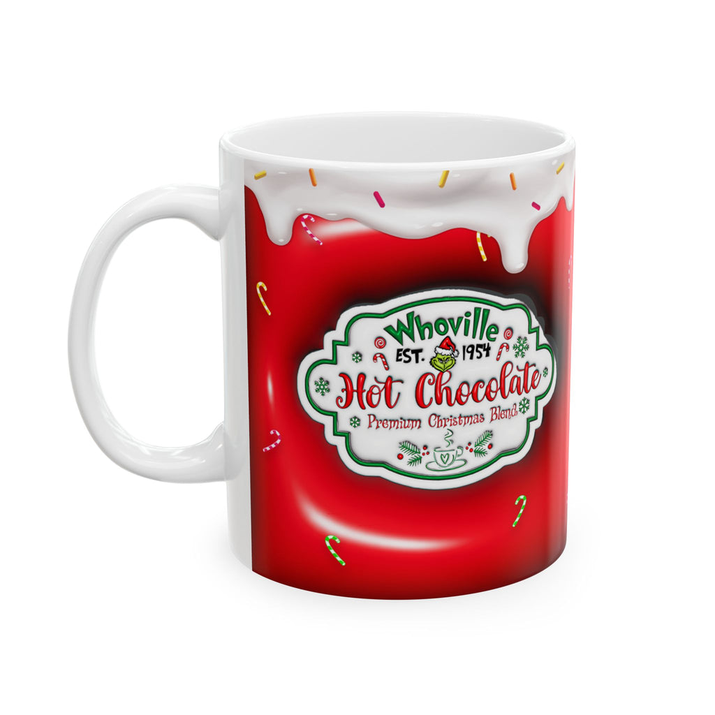 Hot Chocolate Mug Christmas Holiday Red Drip Candy Cane Ceramic Mug