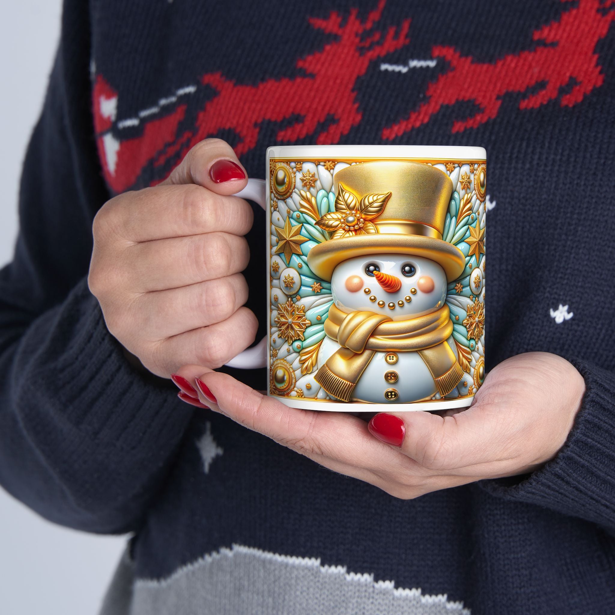 Festive Snowman Ceramic Mug - Perfect for Holiday Gifting, Winter Celebrations, Cozy Home Decor, Christmas Kitchenware, Seasonal Drinkware