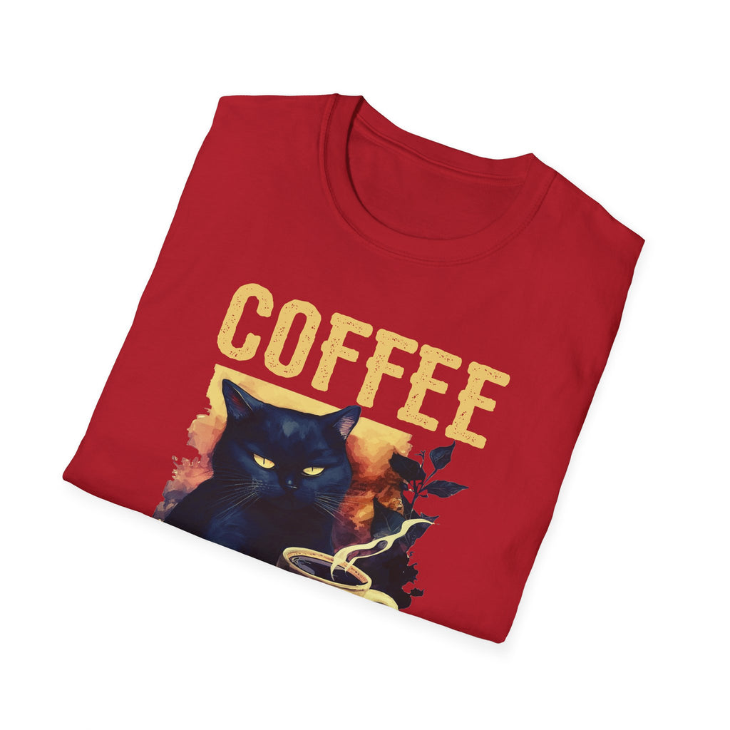 Coffee Because Murder Is Wrong T-Shirt | Black Cat Coffee Tee