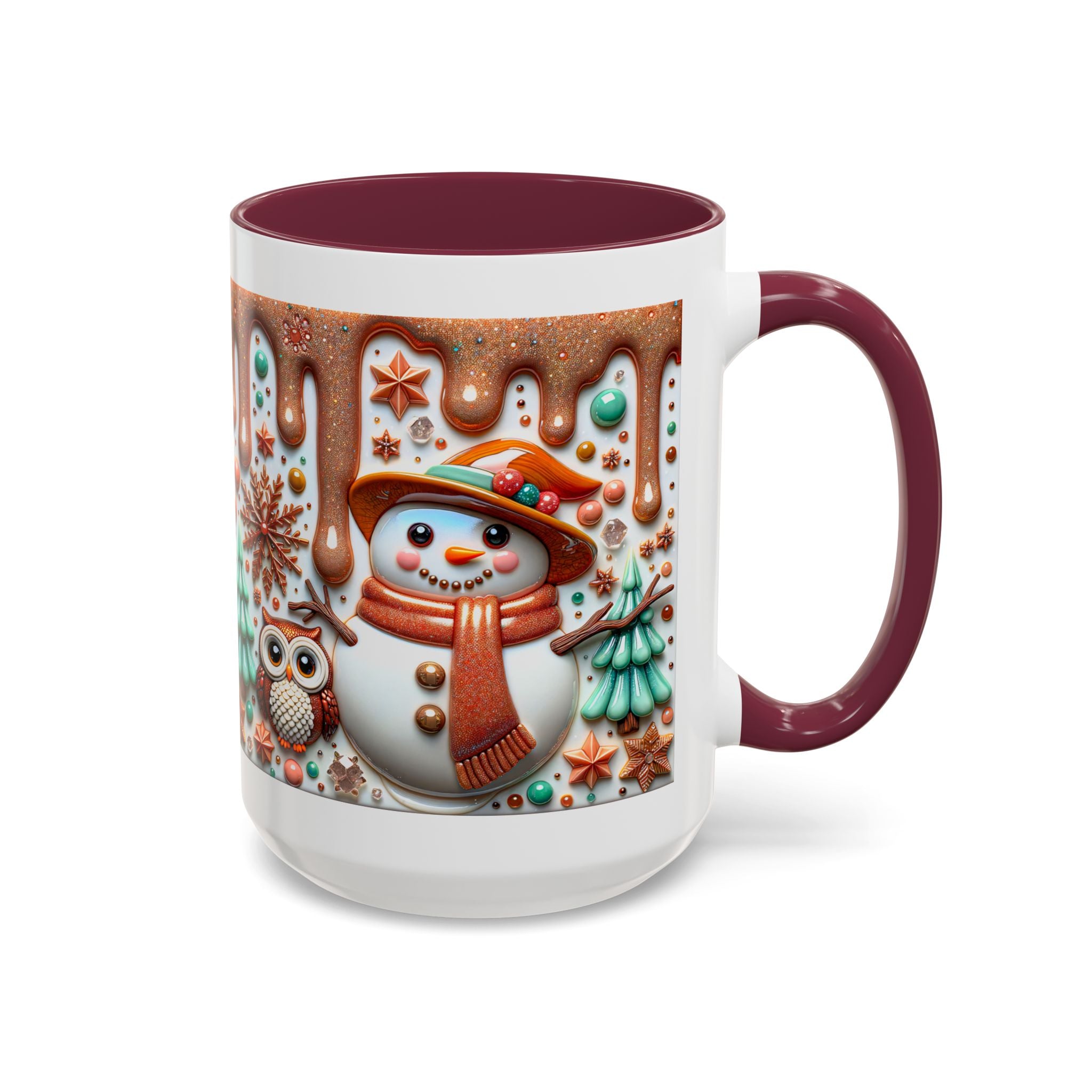 Colorful Holiday Mugs: Festive Owl & Snowman Design, Winter Gift, Christmas Coffee Cup, Cozy Kitchen Decor, Hot Cocoa Mug