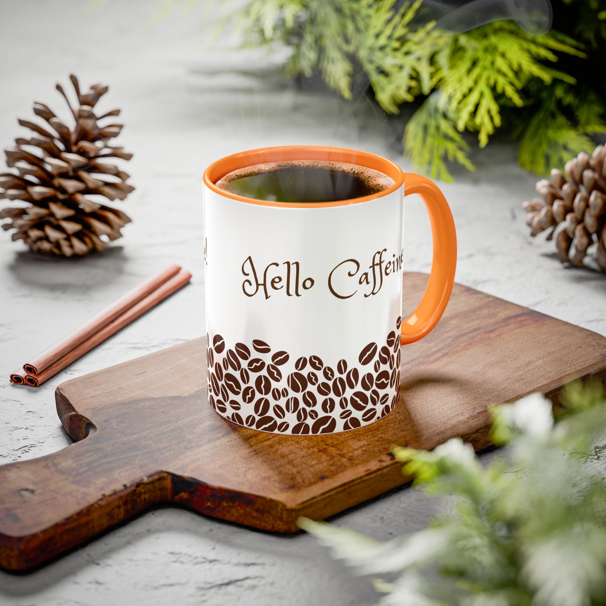 Hello Caffeine! Coffee Bean Ceramic Mug (11oz & 15oz)