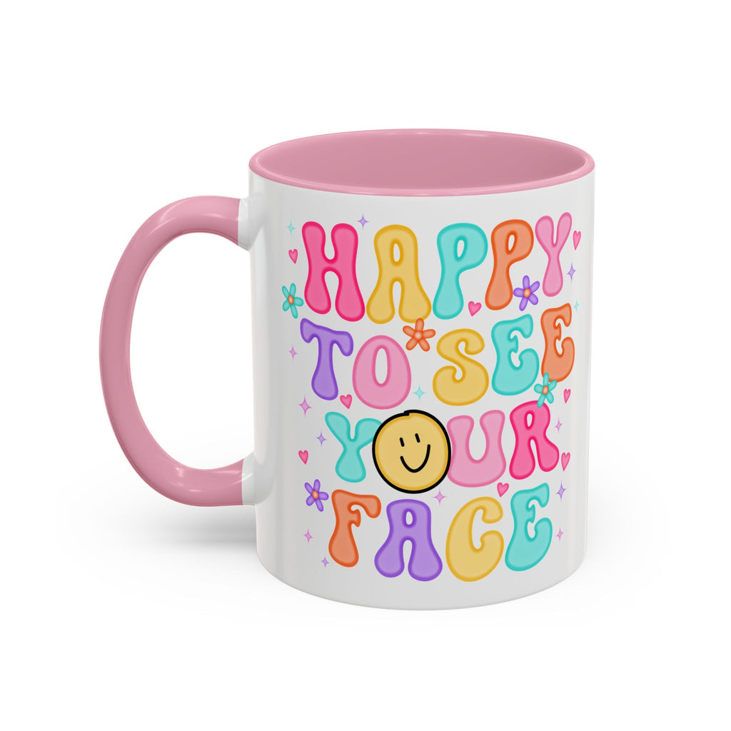 Happy To See Your Face Colorful Coffee Mug — Retro Smiley 11oz/15oz