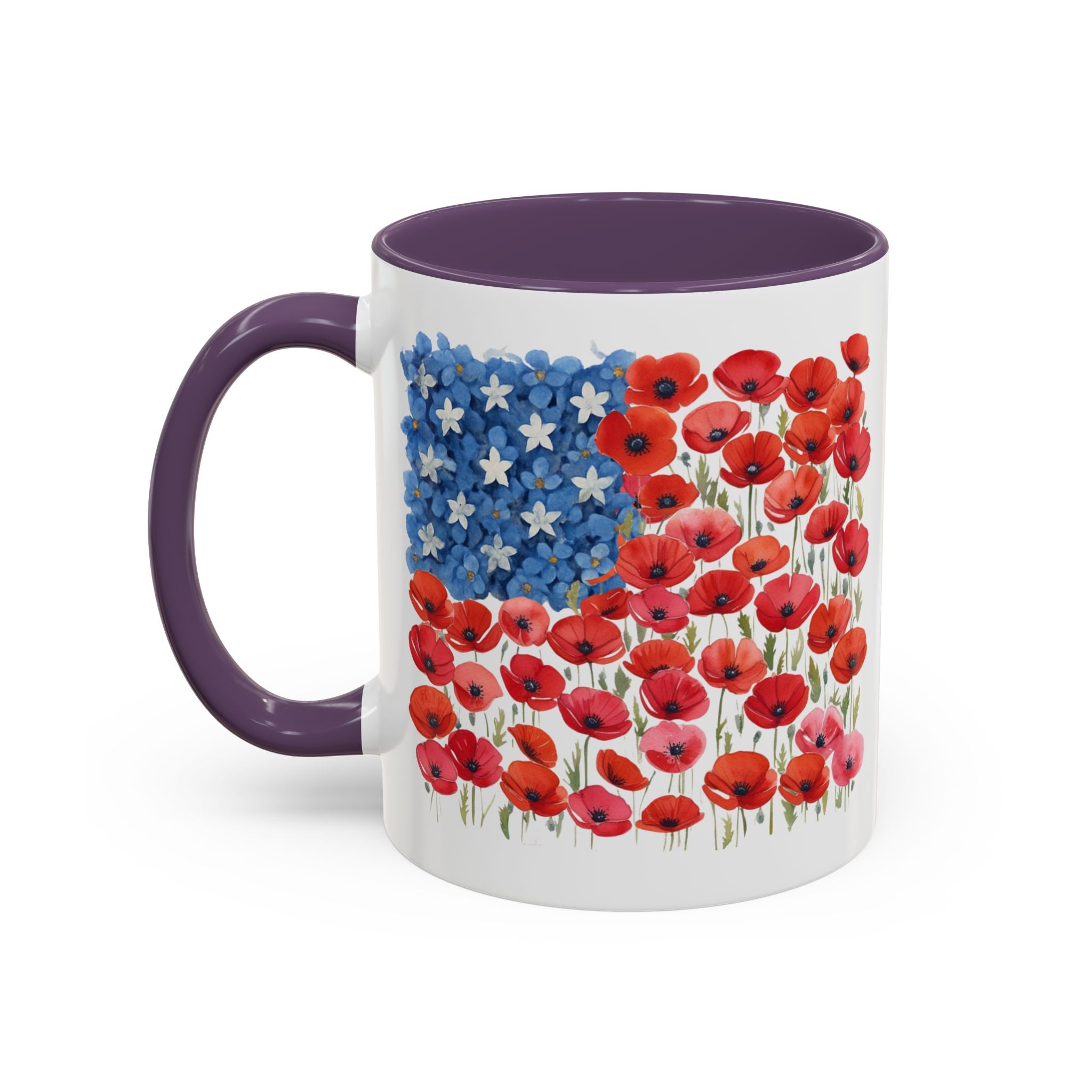 Poppy Flowers  American Flag Mug | Accent Coffee Mug