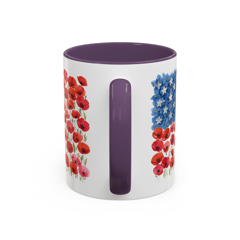 Poppy Flowers  American Flag Mug | Accent Coffee Mug