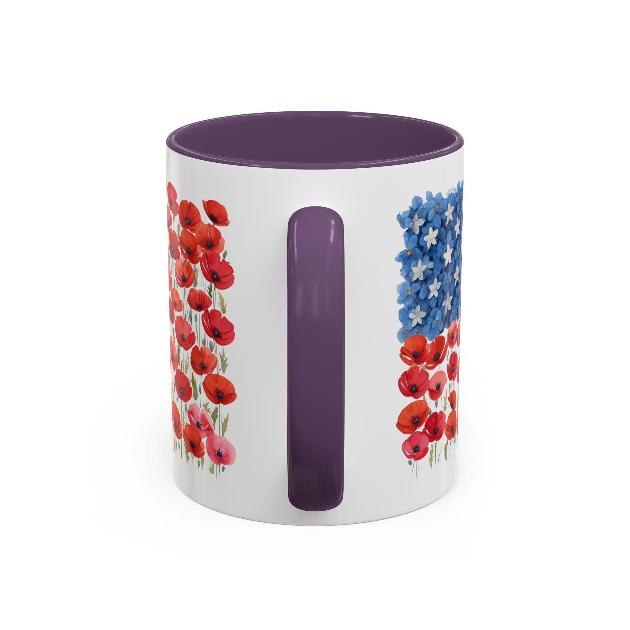 Poppy Flowers  American Flag Mug | Accent Coffee Mug
