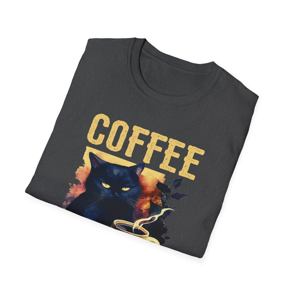 Coffee Because Murder Is Wrong T-Shirt | Black Cat Coffee Tee