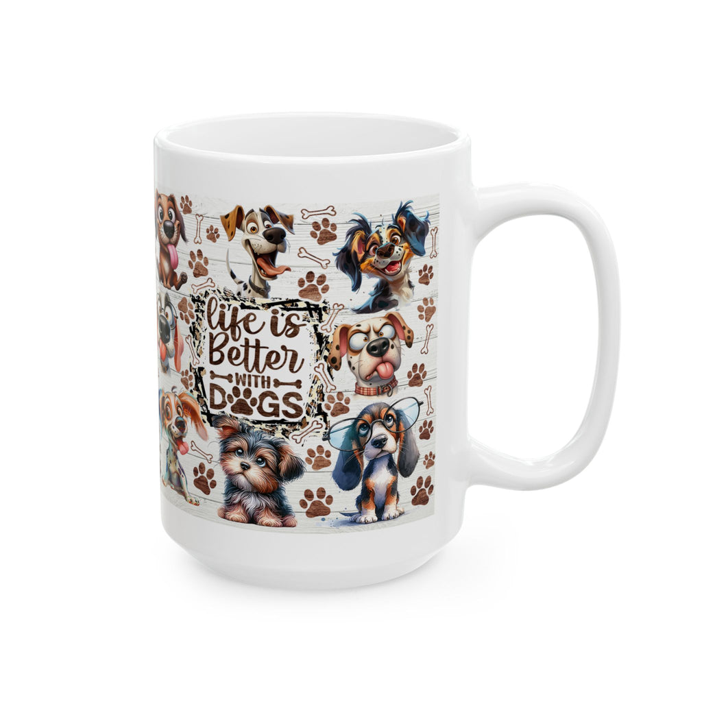 Cute Cartoon Puppy Pattern Mug | Dog Paw Bone Coffee Mug