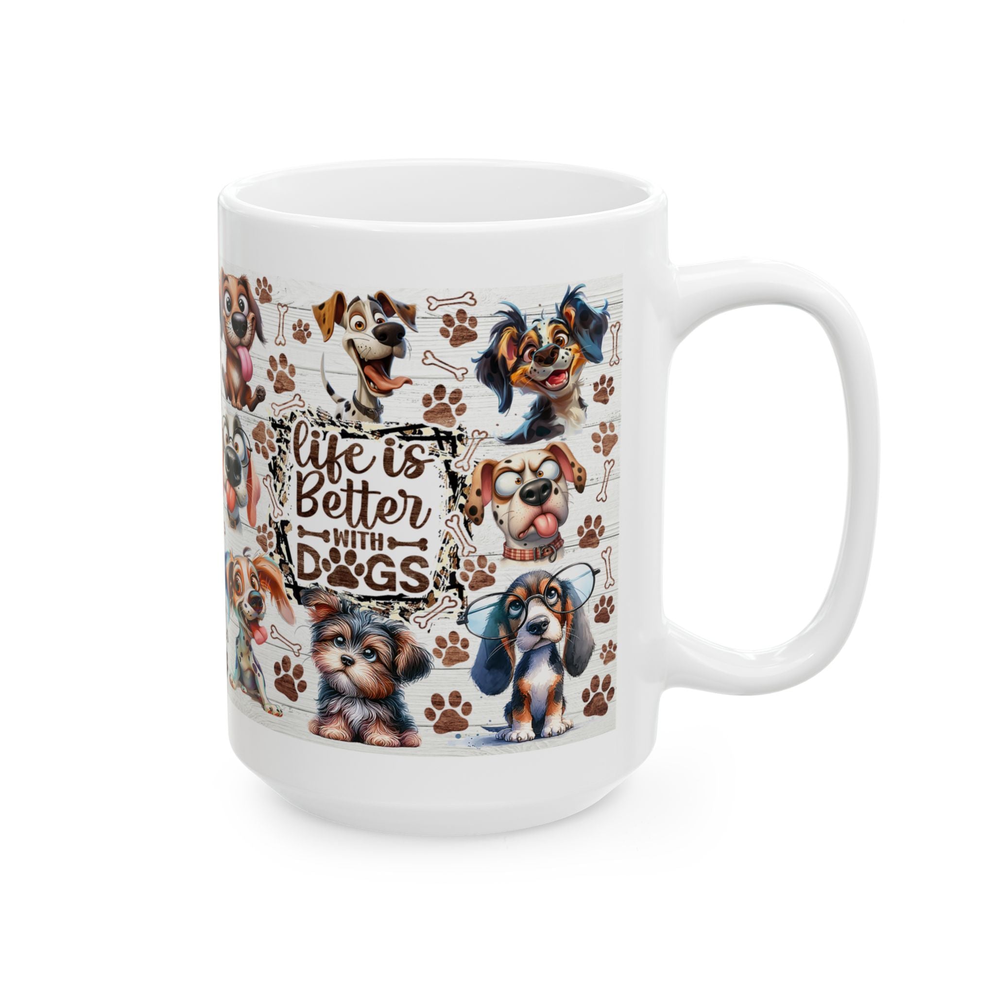 Cute Cartoon Puppy Pattern Mug | Dog Paw Bone Coffee Mug