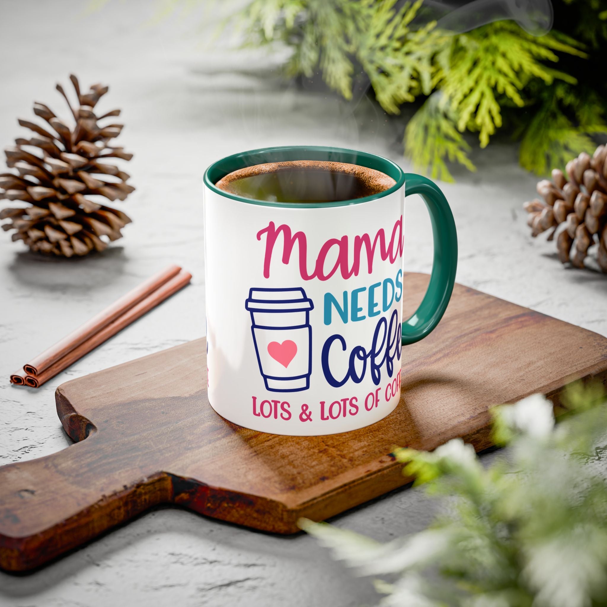 Mama Needs Coffee Mug — "Mama Needs Coffee: Lots & Lots of Coffee" (11oz/15oz)
