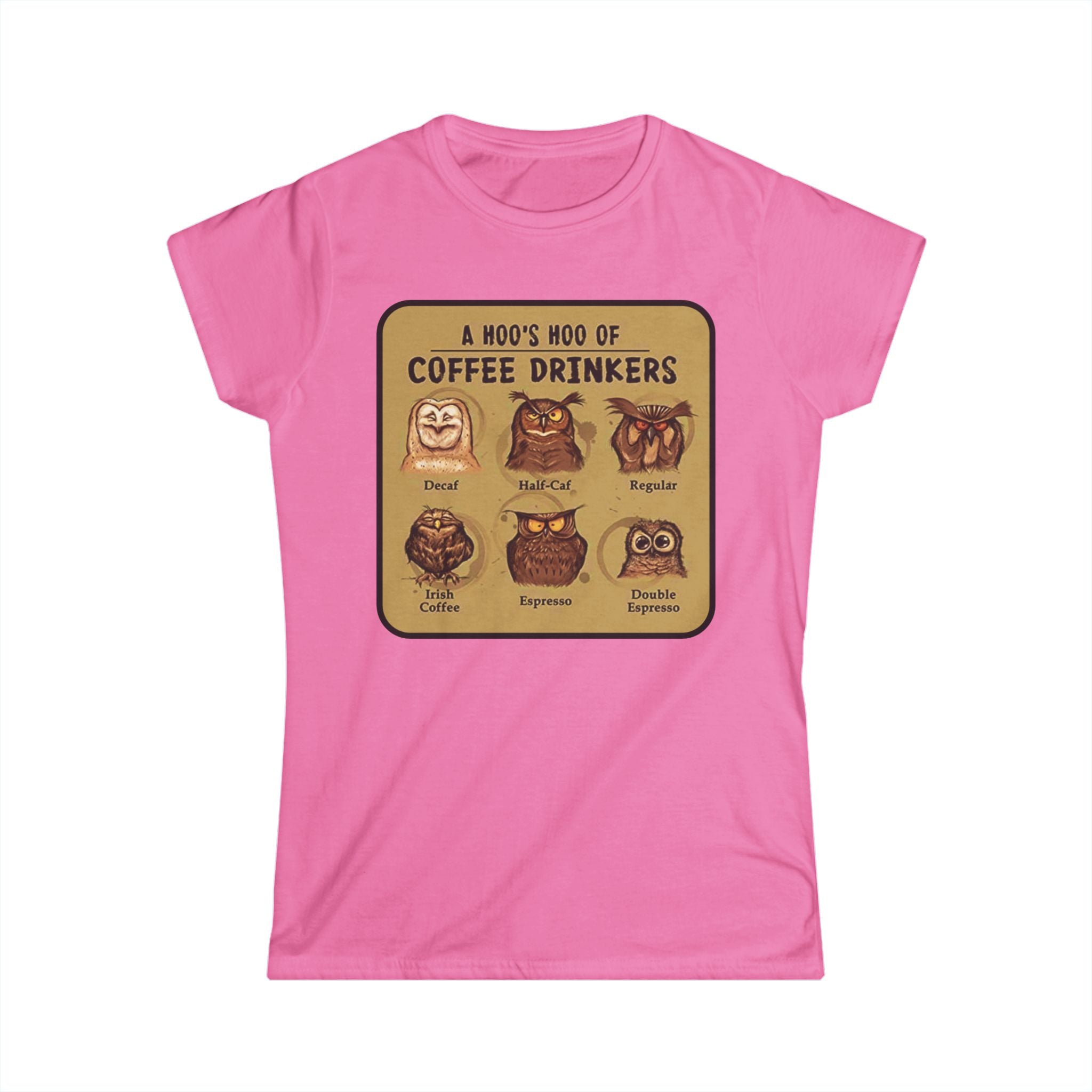 Coffee Drinkers Owl Chart Womans T-Shirt | Cute Coffee Owl Illustration
