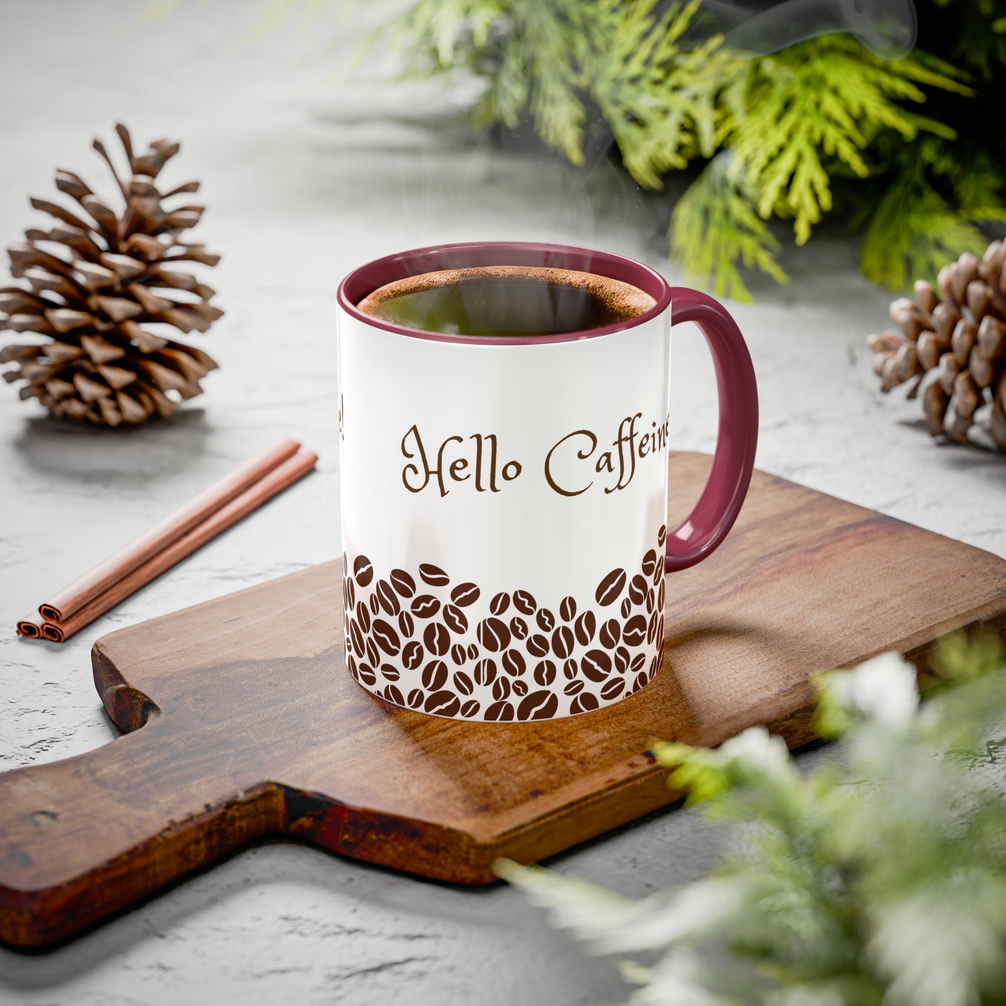 Hello Caffeine! Coffee Bean Ceramic Mug (11oz & 15oz)