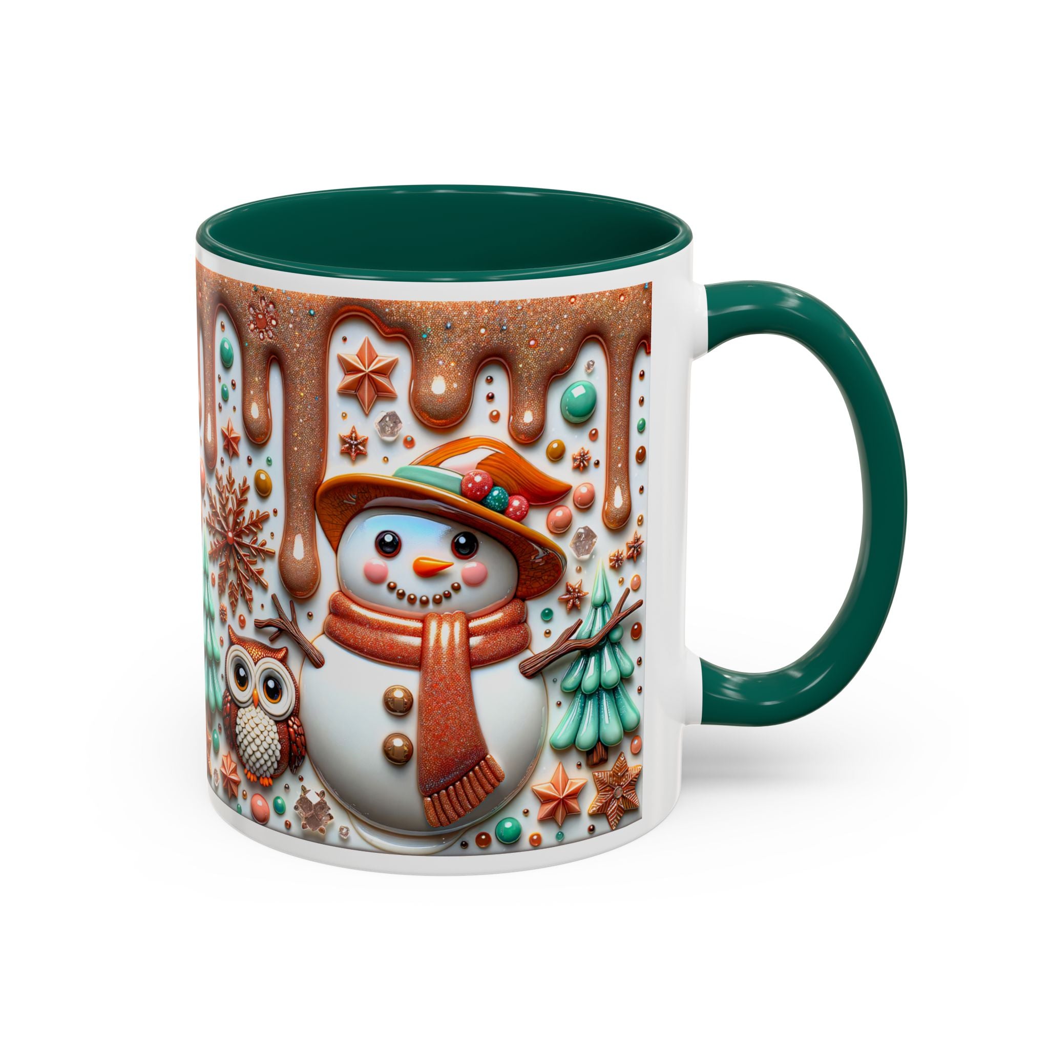 Colorful Holiday Mugs: Festive Owl & Snowman Design, Winter Gift, Christmas Coffee Cup, Cozy Kitchen Decor, Hot Cocoa Mug