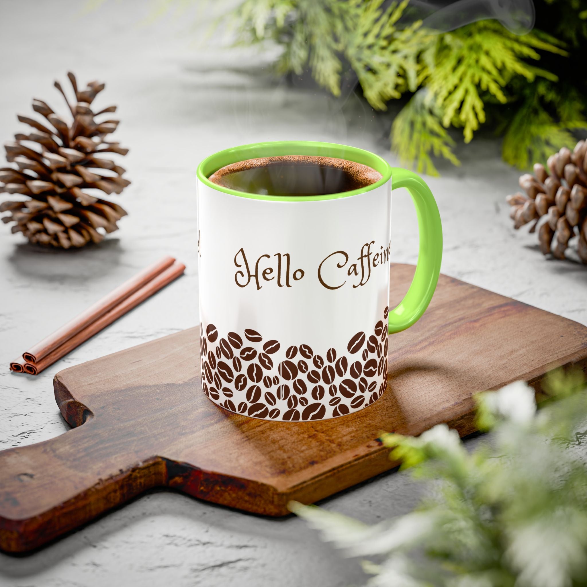 Hello Caffeine! Coffee Bean Ceramic Mug (11oz & 15oz)