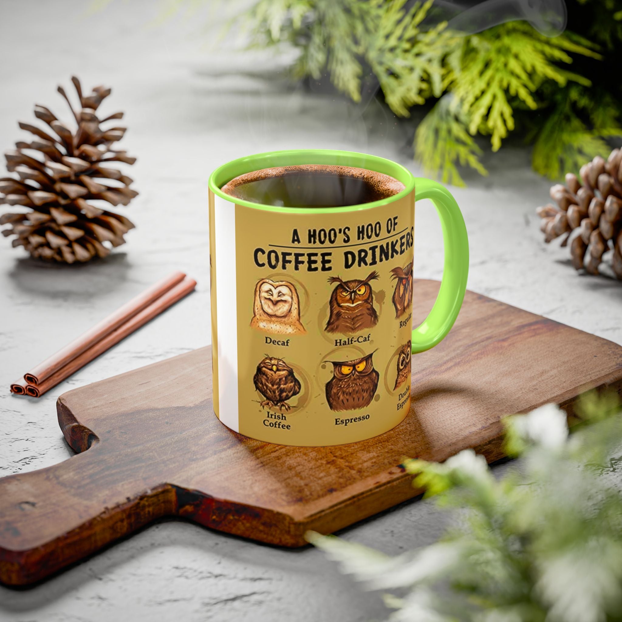 Coffee Owl Mug — "A Hoo's Hoo of Coffee Drinkers" 11oz/15oz