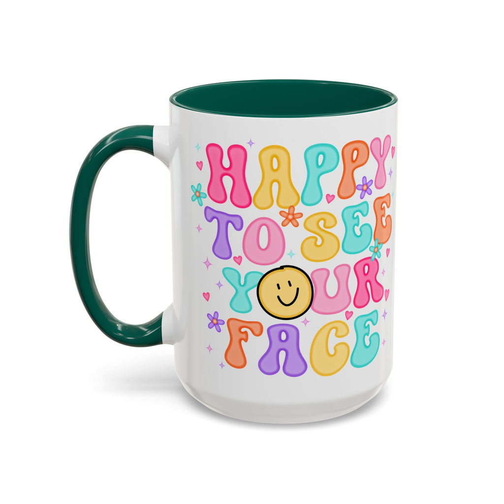Happy To See Your Face Colorful Coffee Mug — Retro Smiley 11oz/15oz