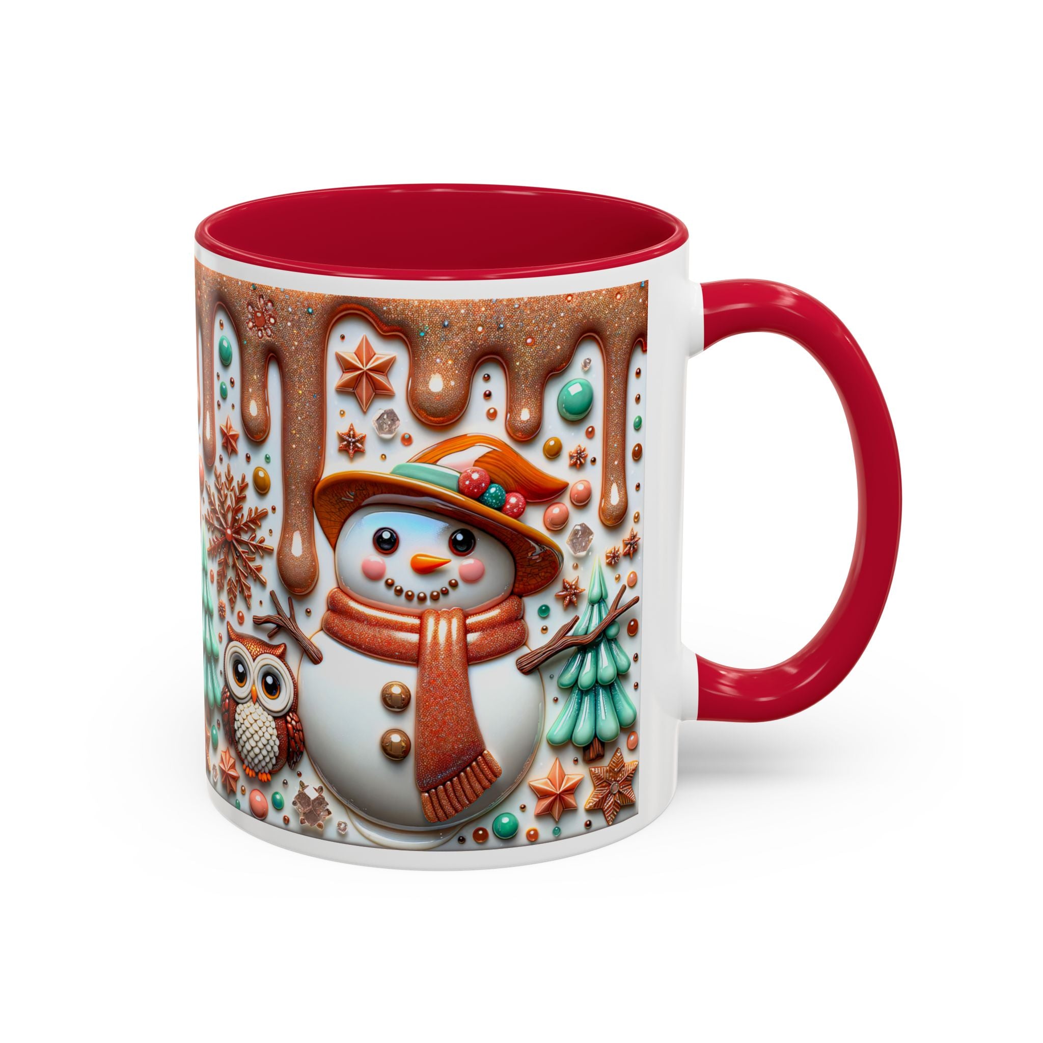 Colorful Holiday Mugs: Festive Owl & Snowman Design, Winter Gift, Christmas Coffee Cup, Cozy Kitchen Decor, Hot Cocoa Mug