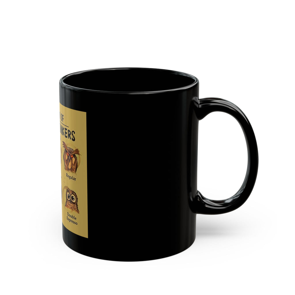 Coffee Drinker's Hoo Hoo Black Mug (11oz, 15oz) - Funny Coffee Lover Gift, Cute Owl Mug, Novelty Mug, Whimsical Coffee Cup, Beverage