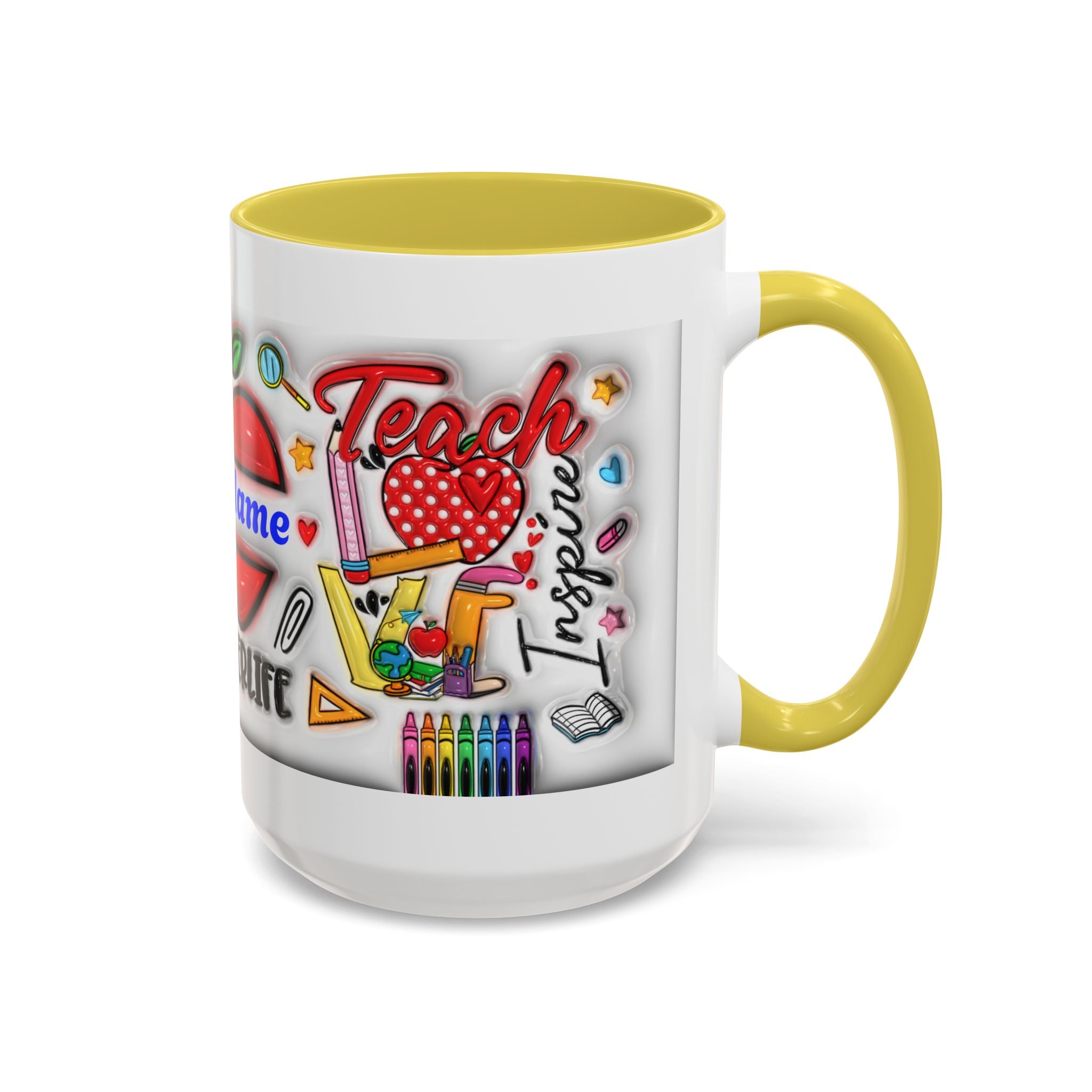 Personalized Teacher Mugs | Colorful 11oz & 15oz Coffee Cups | Fun Gift for Educators | Back to School | Teacher Appreciation
