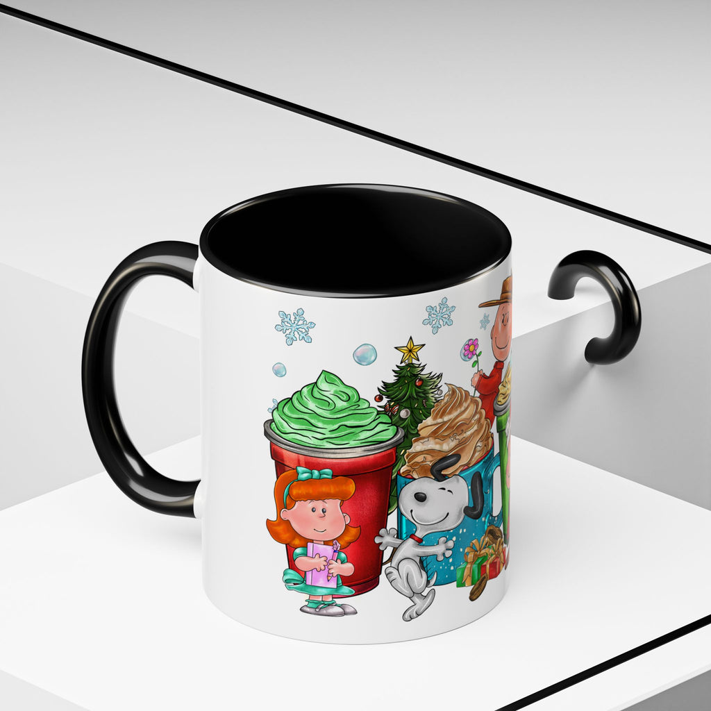 The Peanut Gang Christmas Characters Accent Coffee Mug | Holiday Cocoa Cartoon Mug