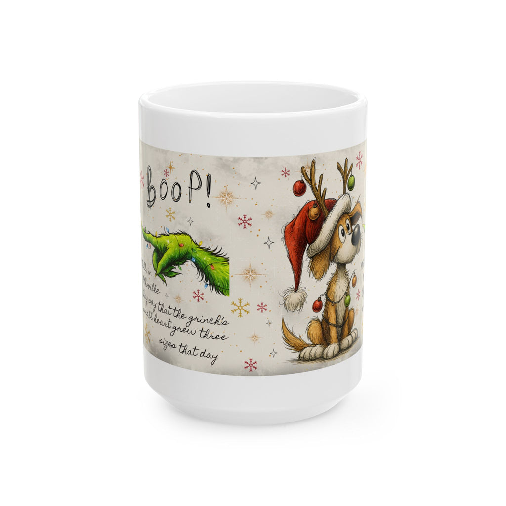 Grinch Paw & Reindeer Puppy Christmas Mug | Ceramic Coffee Mug