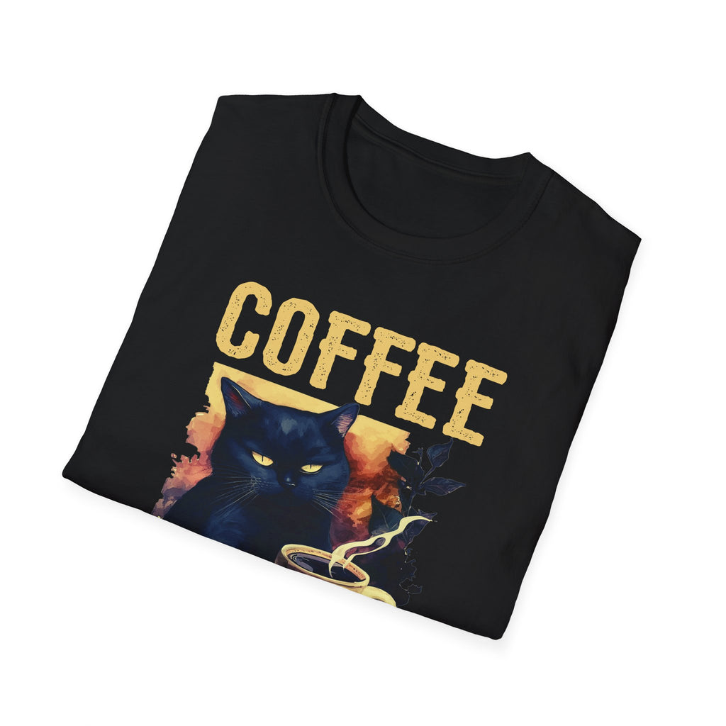 Coffee Because Murder Is Wrong T-Shirt | Black Cat Coffee Tee
