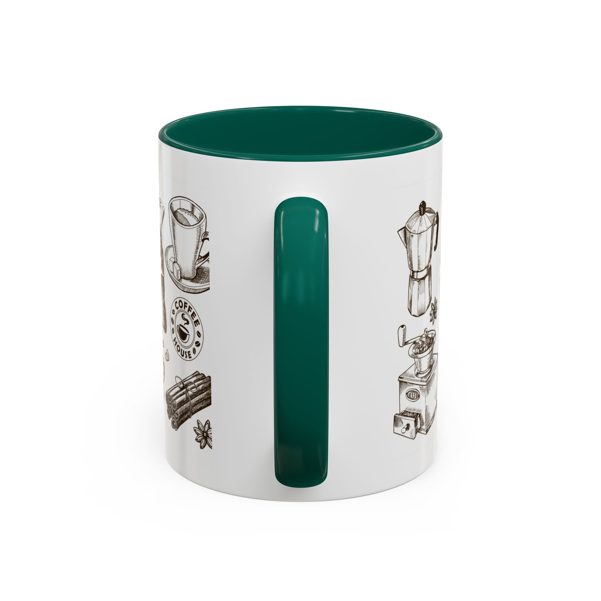 Coffee Pattern Mug — Illustrated Coffee Beans & Brewing Tools (11oz/15oz)