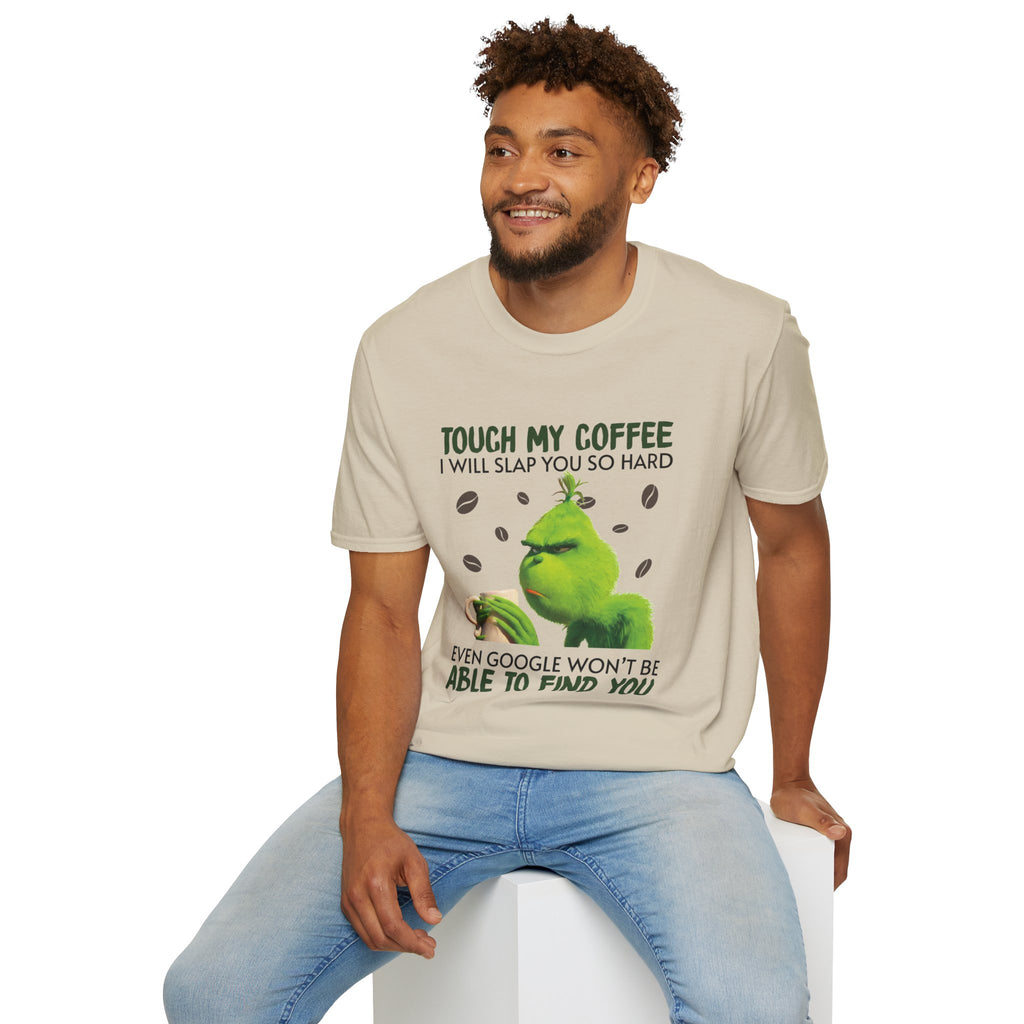Funny Grinch Coffee T-Shirt, Unisex Tee for Coffee Lovers, Holiday Gift, Quirky Humor Shirt, Perfect for Christmas and Birthdays