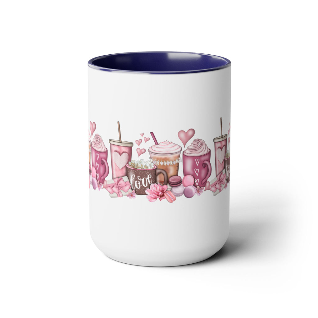 Love Coffee Two-Tone Coffee Mugs, 15oz #Coffee #HotCoffee HotCoffeeClothing.com #ValentinesDay