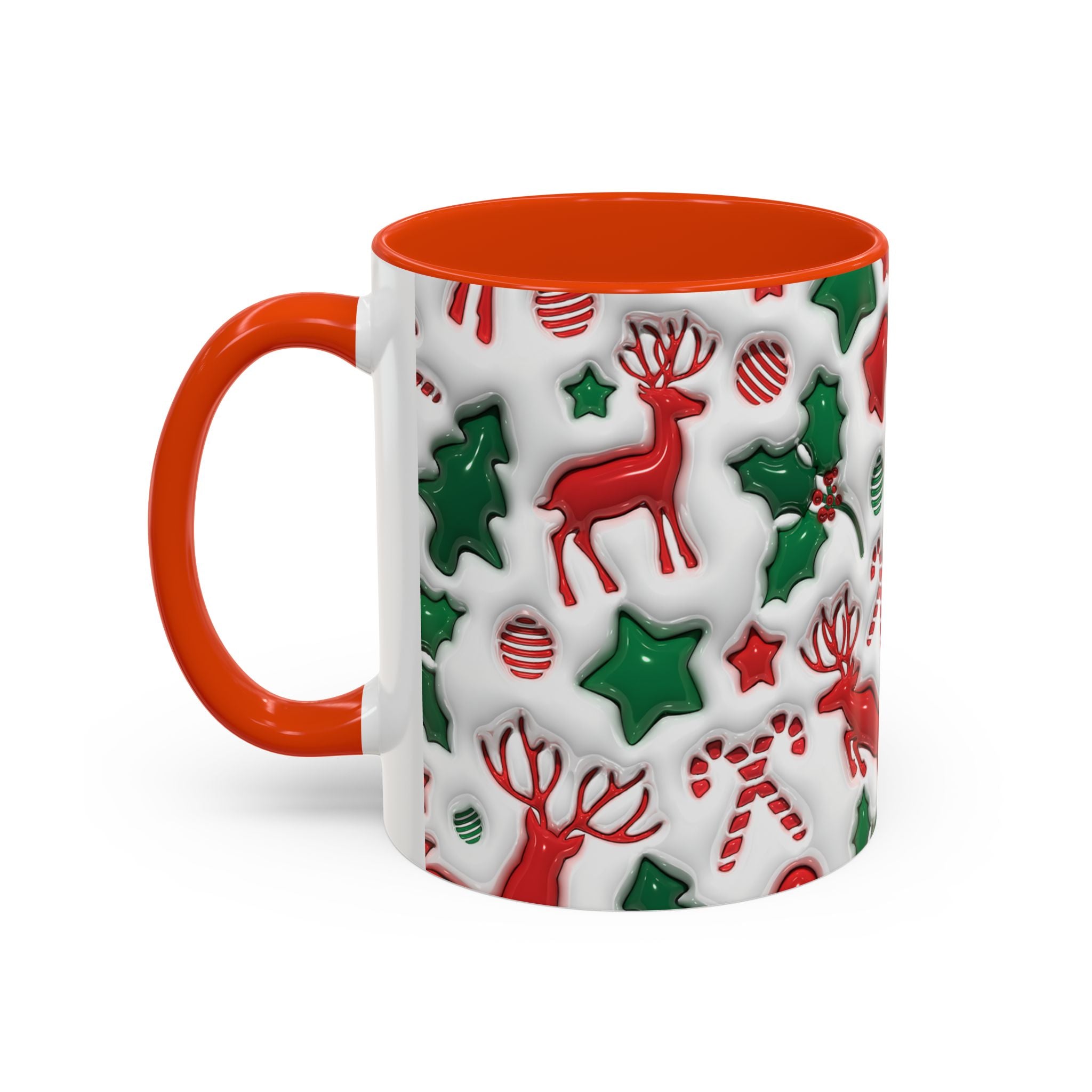 Festive Holiday Mugs, Christmas Coffee Cups, Colorful Reindeer and Candy Cane Design, Cozy Winter Drinkware, Perfect Gift for Holidays