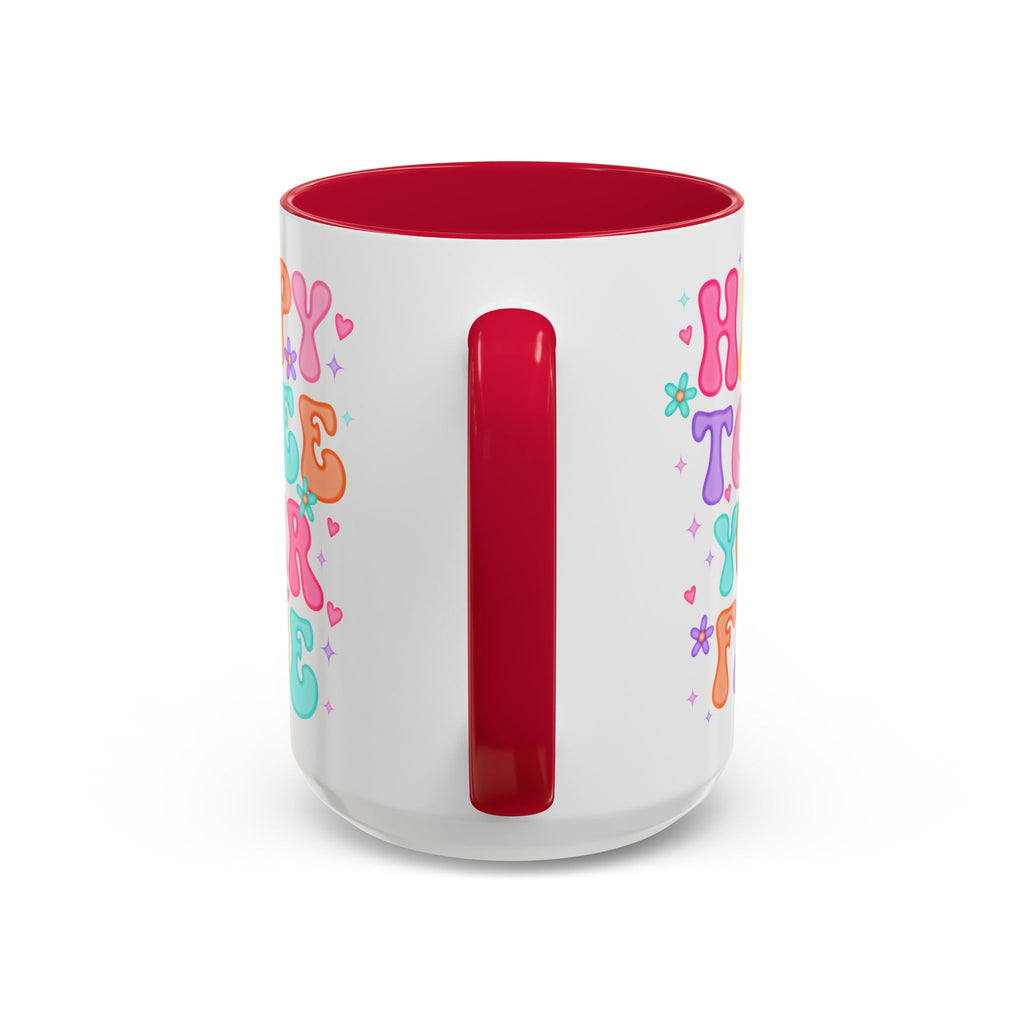 Happy To See Your Face Colorful Coffee Mug — Retro Smiley 11oz/15oz