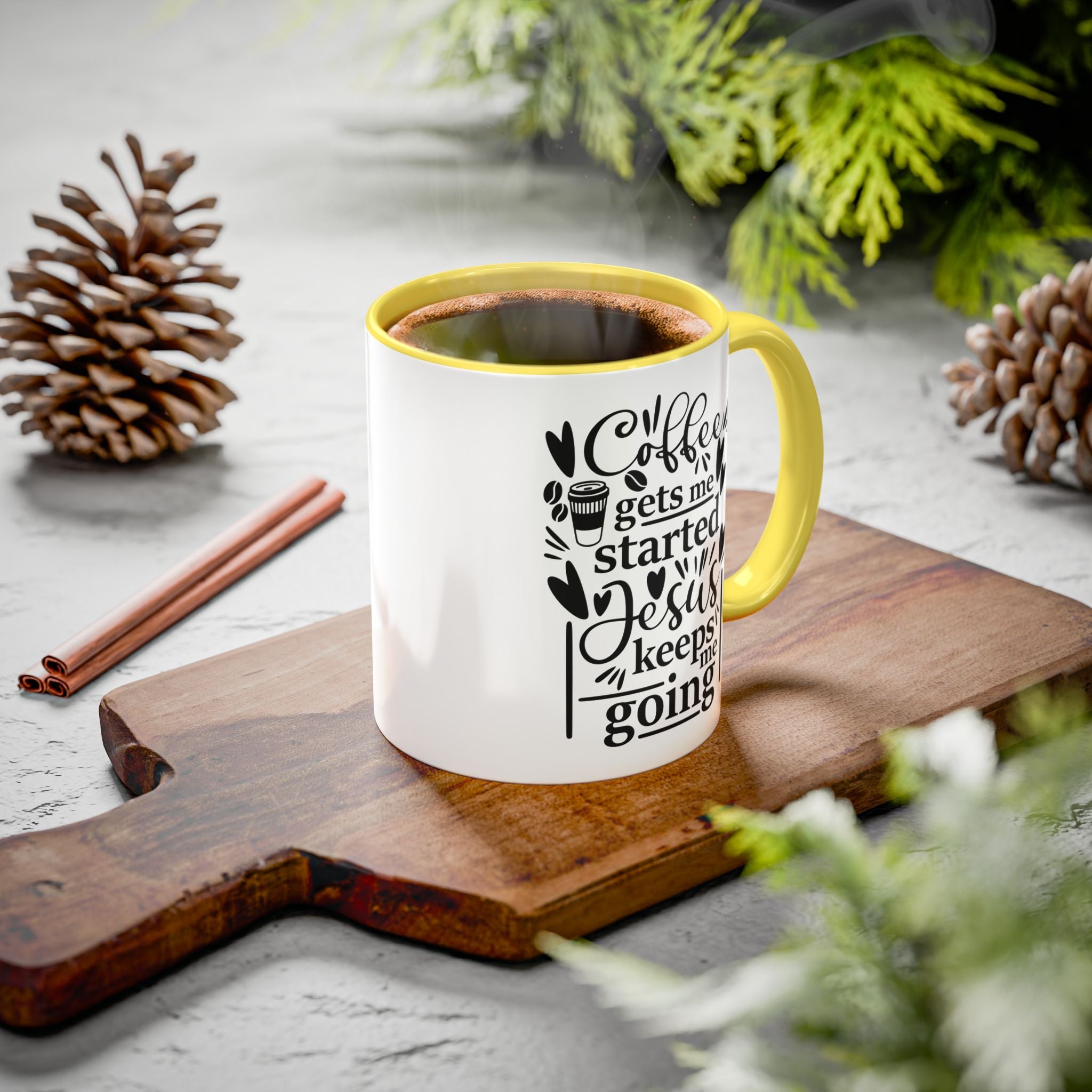 Faithful Morning Mug, Christian Coffee Cup, Religious Tea Mug, Jesus and Coffee Drinkware, Colorful Ceramic Mug