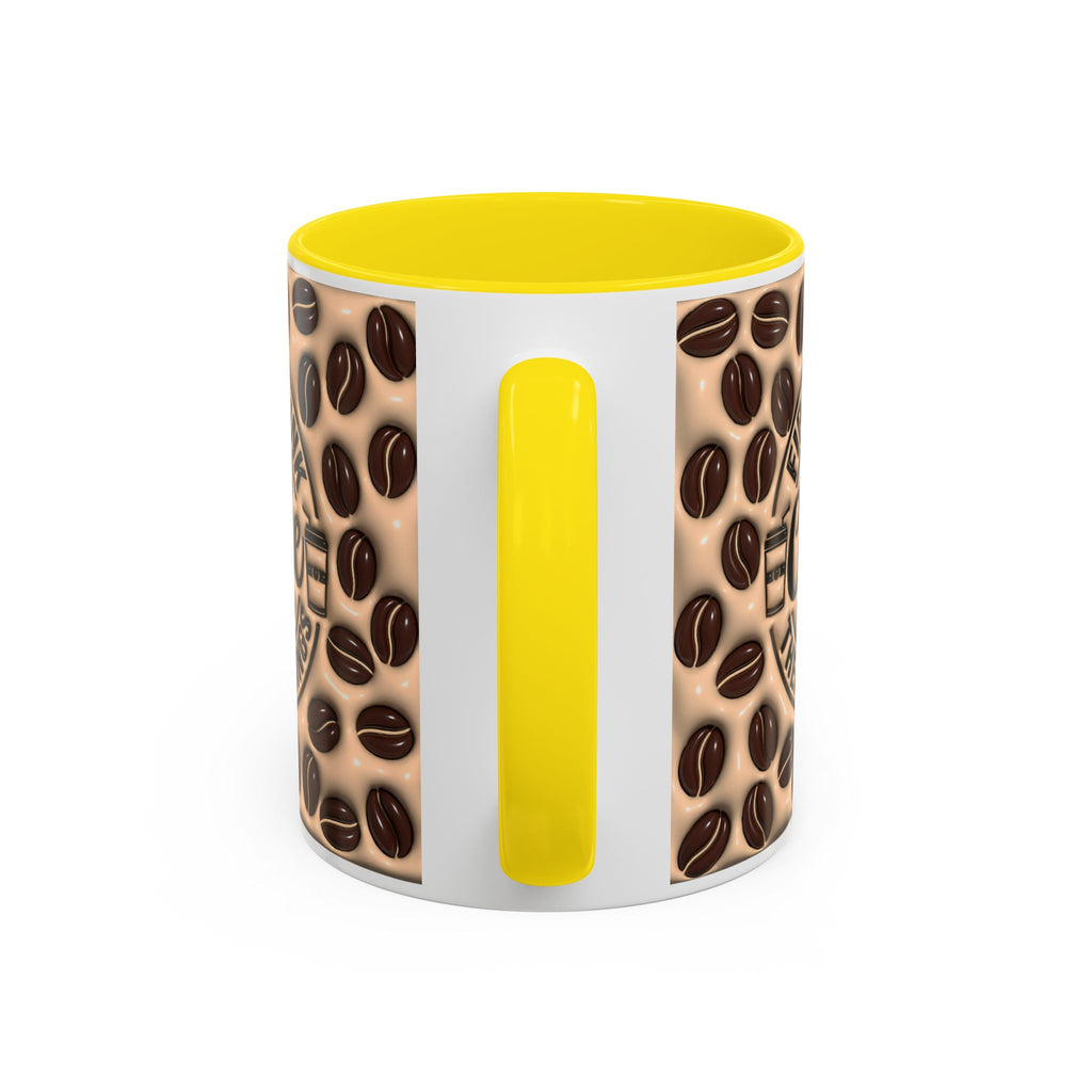 Coffee Beans Pattern First I Drink Coffee Mug | Accent 11oz 15oz