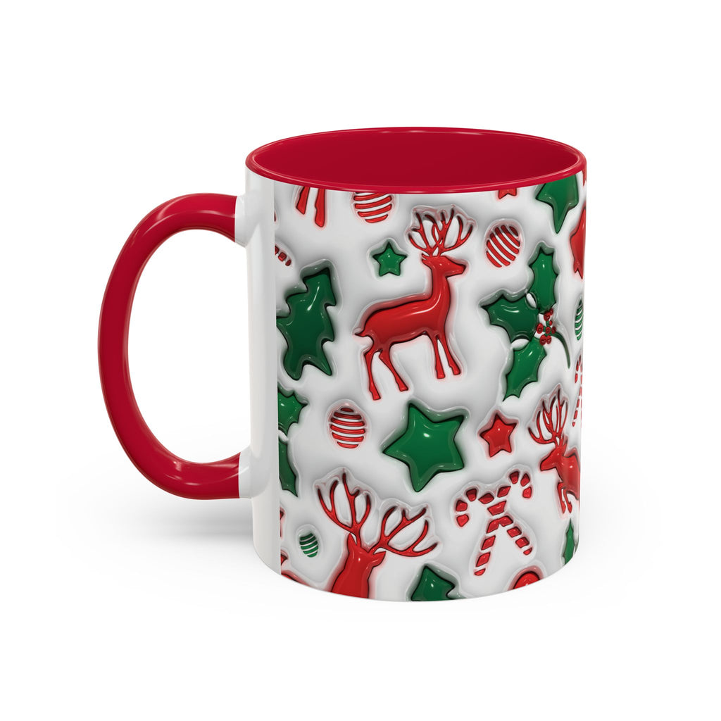 Festive Holiday Mugs, Christmas Coffee Cups, Colorful Reindeer and Candy Cane Design, Cozy Winter Drinkware, Perfect Gift for Holidays