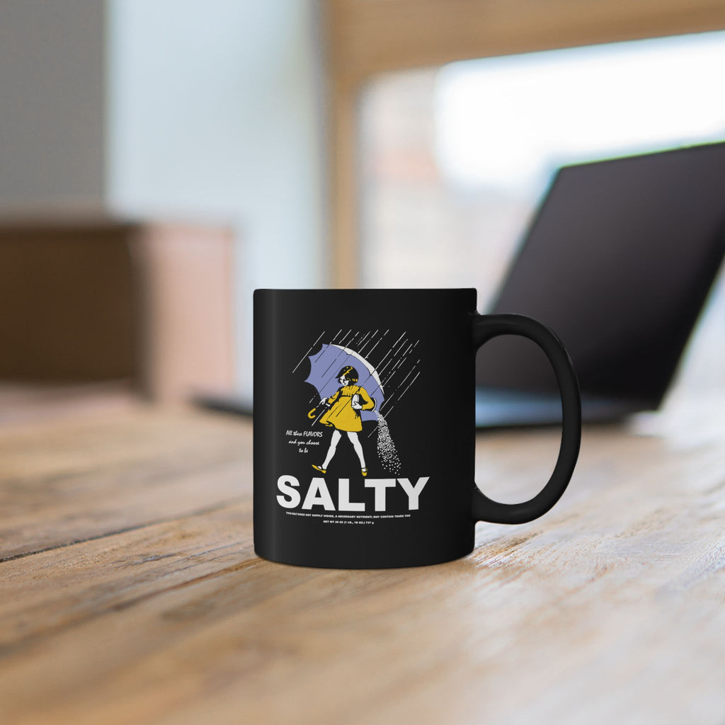 Salty Rainy Day Coffee Mug — Funny 'Salty' Rain Umbrella Design (11oz & 15oz)