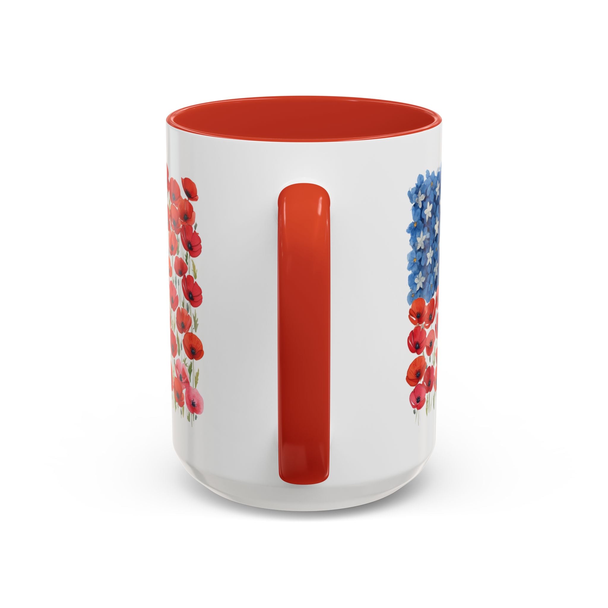 Poppy Flowers  American Flag Mug | Accent Coffee Mug