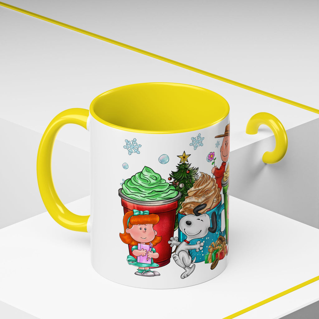 The Peanut Gang Christmas Characters Accent Coffee Mug | Holiday Cocoa Cartoon Mug