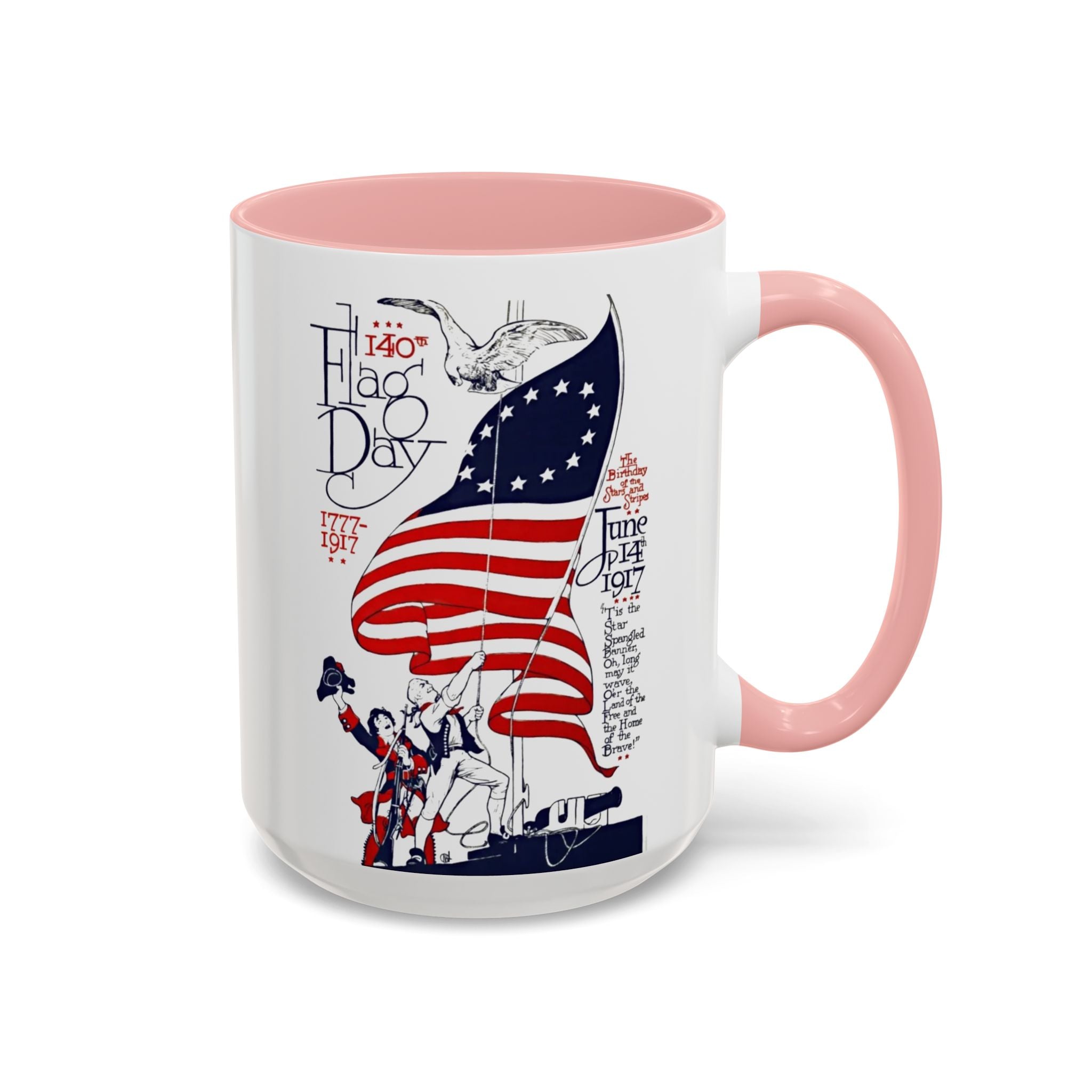 American Flag Day June 14th Parade Illustration Mug | Accent Coffee Mug