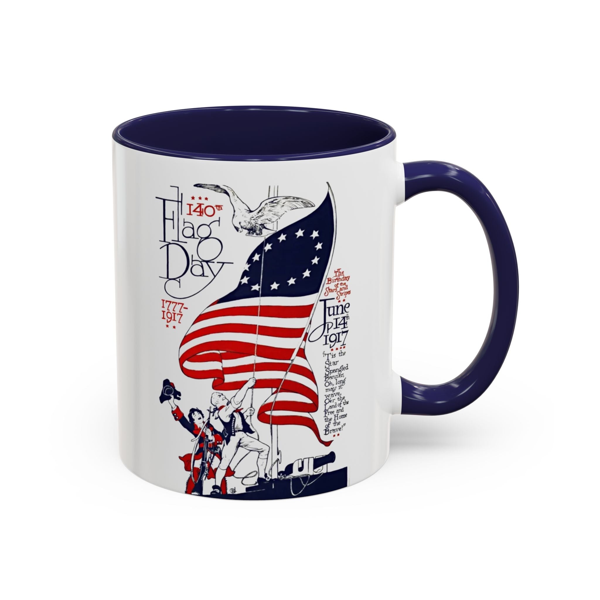 American Flag Day June 14th Parade Illustration Mug | Accent Coffee Mug